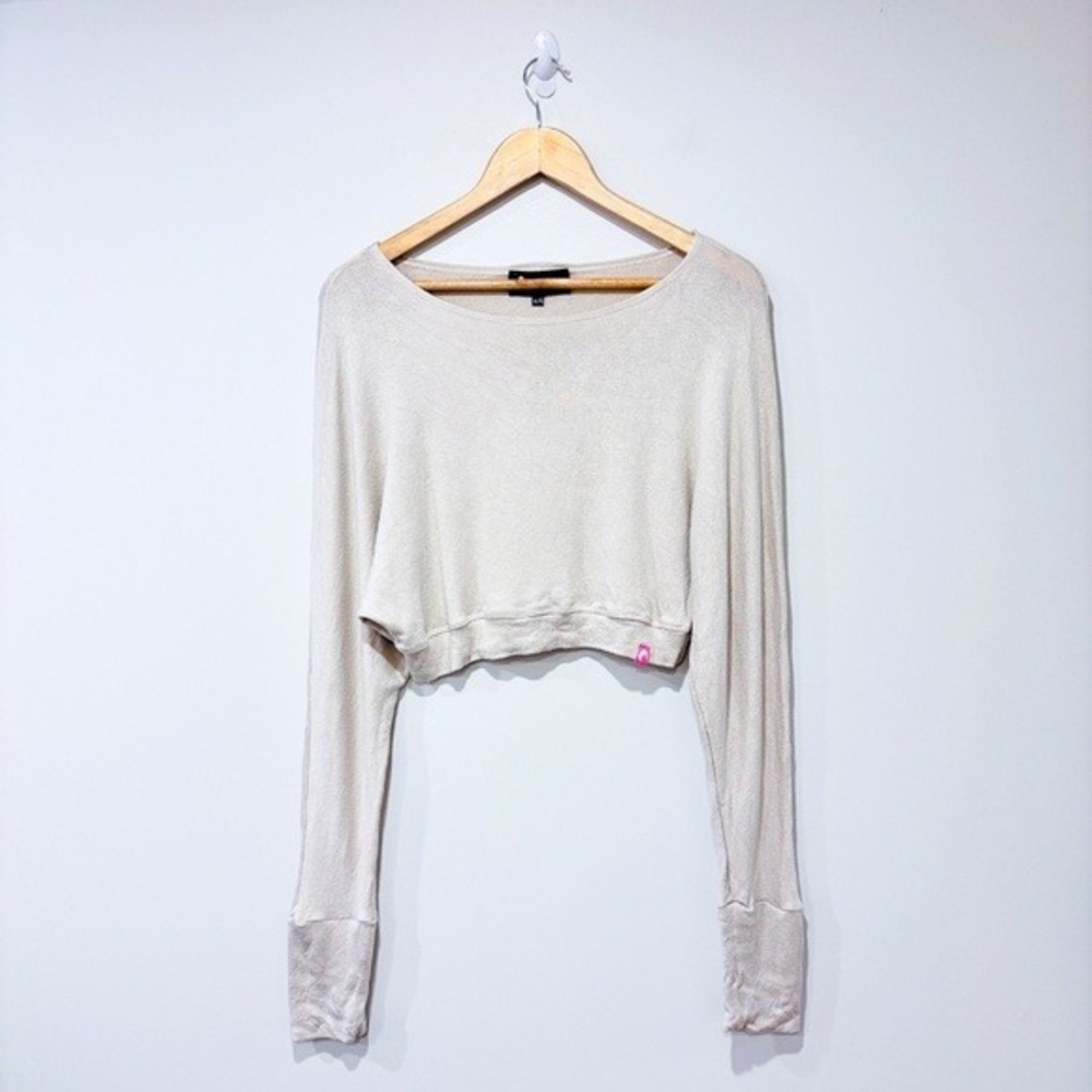 LAIT DE POULE Beige Long Sleeve Scoop Neck Maternity Crop Top X-Large‎